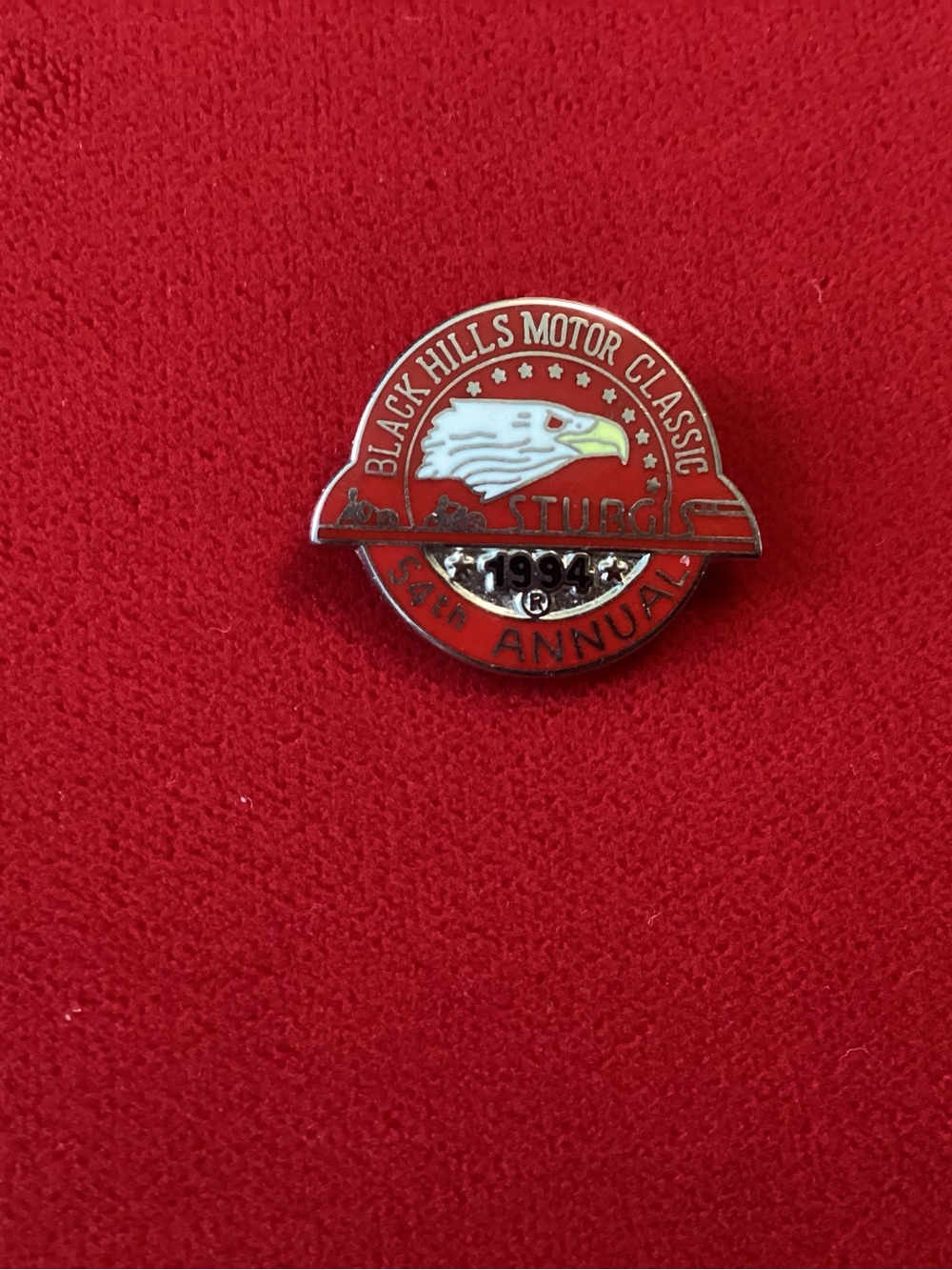 Sturgis Red Enamel Eagle Lapel Pin - Black Hills Motor Classic 1994